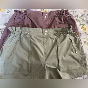 Calia woven paper bag high rise shorts bundle - hazy plum and smudge sage